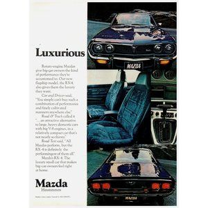 1975 Mazda RX-4 Rotary Engine 2 Door Coupe Sports Car Vintage Print Ad Wall Art